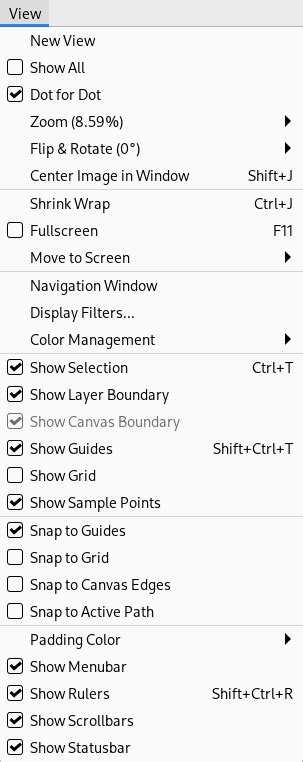 Image result for GIMP Menu