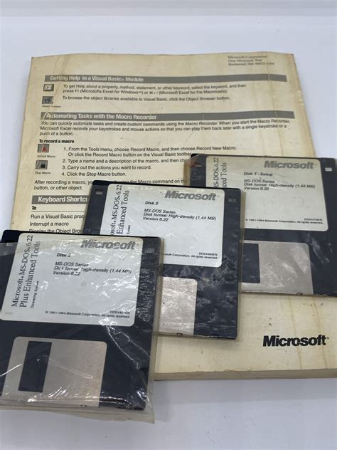 Microsoft Excel Book and MSDOS 6.22 Diskettes - Vintage Keepsakes