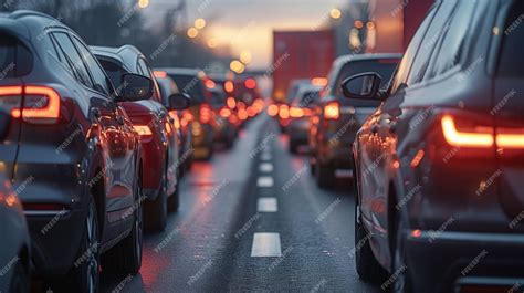 Premium Photo | Cars and Trucks Stuck in Highway Traffic