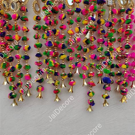 Buy 20 Pieces of Pompom Strings Torans Garland Lines Pink Flower Online ...