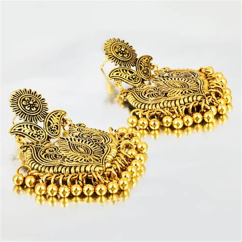 Yellow Chimes Artistic Crafted Stylish Oxidised Chandbali Earrings For ...