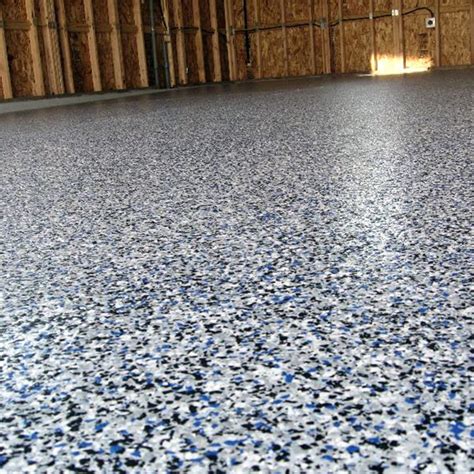 Grey Epoxy Floor with Blue Flakes | Garage Floor Paint Options