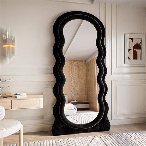Tooloton 63"x24" Full-Length Mirror, Irregular Wavy Design, Arched Wave ...