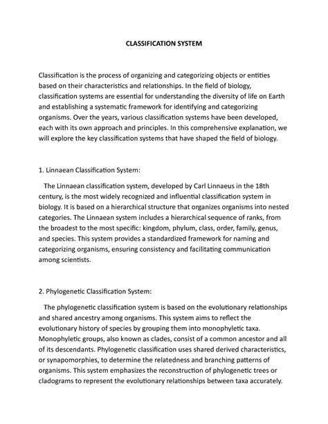 Image result for Classification System Examples