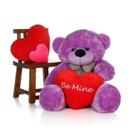 Buy 4 Feet Purple Big Bow Teddy Bear holding Be Mine heart Online at ...