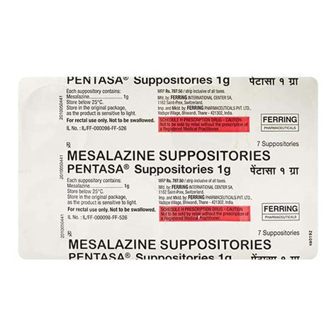 Pentasa 1 G Rectal Suppository (7): Uses, Side Effects, Price & Dosage ...