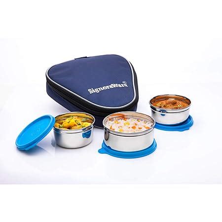 Buy Signoraware Sleek Stainless Steel Lunch Box (250ml+250ml+350ml ...