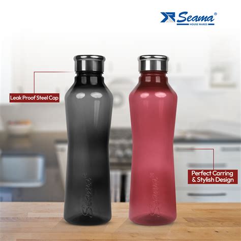 PP Amor Steel Cap Plastic Bottle 1000ml (1L) Pack of 2 | Leak-Proof, Durable, BPA-Free Hydration ...