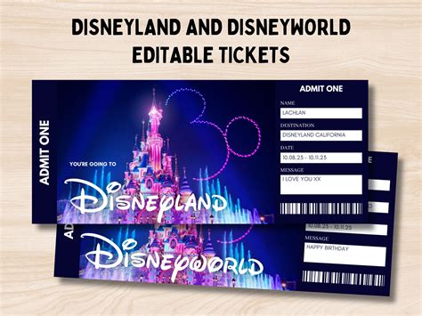 Printable Disneyland Surprise Ticket Template, Disneyworld Ticket, Gift ...