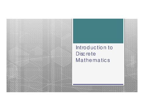 Sets 1 - Sets - Introduction toDiscreteDiscreteMathematics T t A di ...
