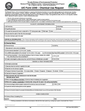 Fillable Online ndep nv UIC Form U240 Chemical Use Request Fax Email ...