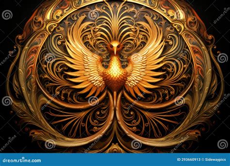 Gilded Phoenixes, Symbols of Rebirth and Resurrection, with Feathers of ...