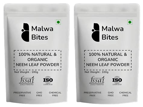 Malwa Bites 100% Organic Pure & Natural Neem Leaves Powder | Sun Dried ...