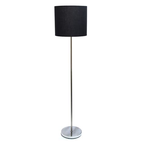 Simple Designs Brushed NIckel Drum Shade Floor Lamp, Black – All The Rages