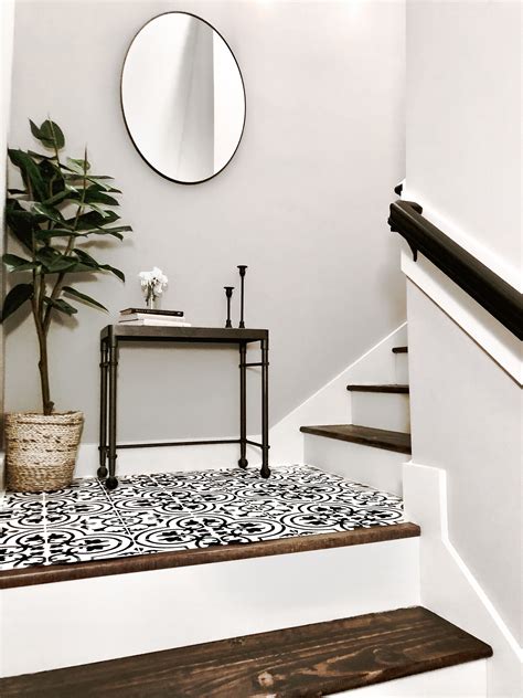 DIY Stair Landing with Mosaic Tile