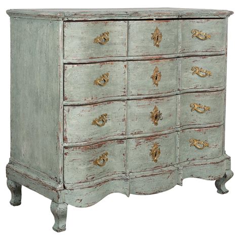 Antique Rococo Painted Large Chest of Four Drawers, Denmark circa 1750 ...