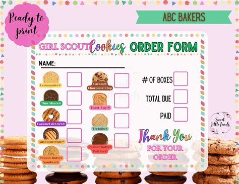 Girl Scout Cookie Order Form 2025 Printable Free | All FREE Printables