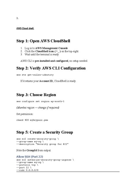 BCS601 Cloud Manual: AWS CloudShell Setup Guide - Studocu