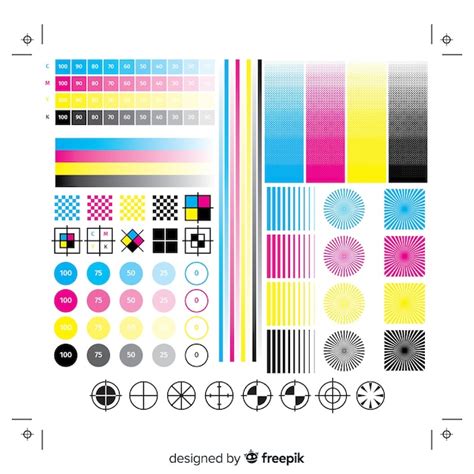 Cmyk calibration element collection | Free Vector