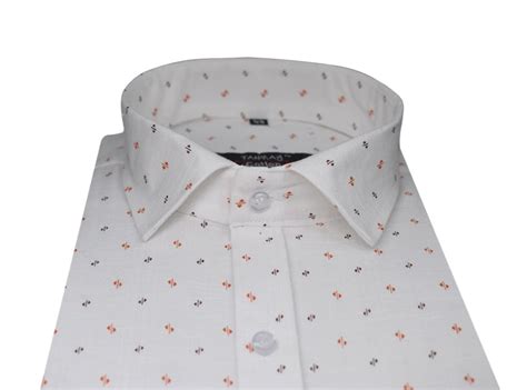 White Orange Triangle Printed Cotton Shirt For Men's – Rooeeclub
