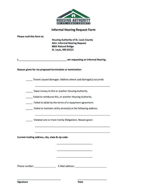 MO Informal Hearing Request Form - Blank Fillable Template | Fill Out ...