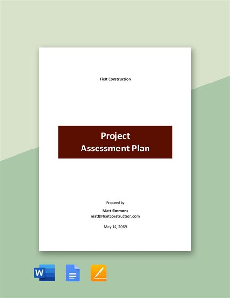 Project Assessment Plan Template in Word, Google Docs, Pages - Download ...
