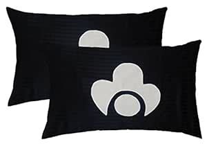 Saira appli Creation Cotton 2 Piece Standard Pillows - 24" x 18", Black ...
