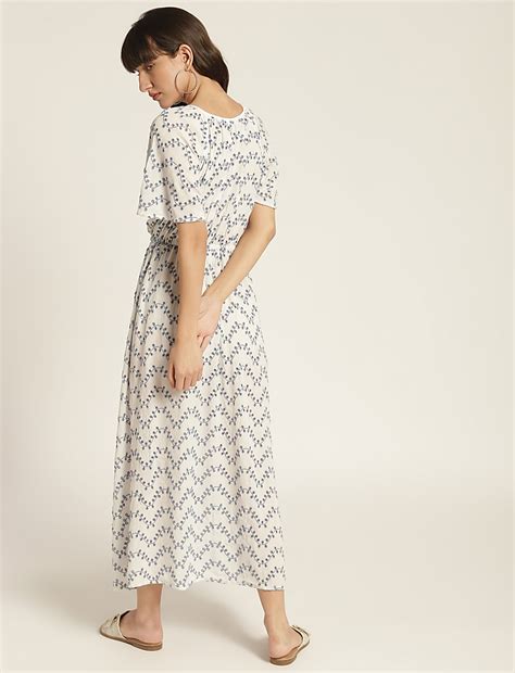 Buy Viscose Schiffli Embroidery Tie Neck Dress at Marks & Spencer