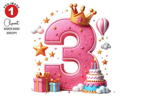 3rd Birthday Clipart, Happy Birthday Graphic by TheDigitalStore247 ...