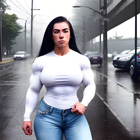 20 year old hyper-muscled female bodybuilder with 25 inch biceps, 30 ...