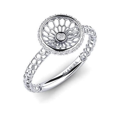 Order GLAMIRA Ring Fritillaria in Round cut 0.03 Carat 14ct White Gold ...
