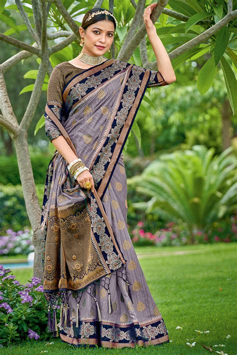 Buy Grey/Ash Colour Sarees Online | Karagiri