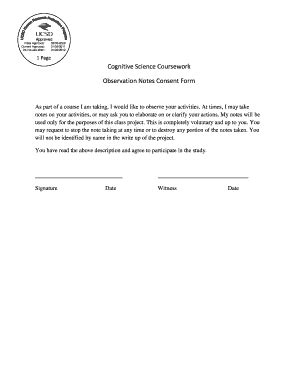 Fillable Online Observation Notes Consent Form Fax Email Print - pdfFiller