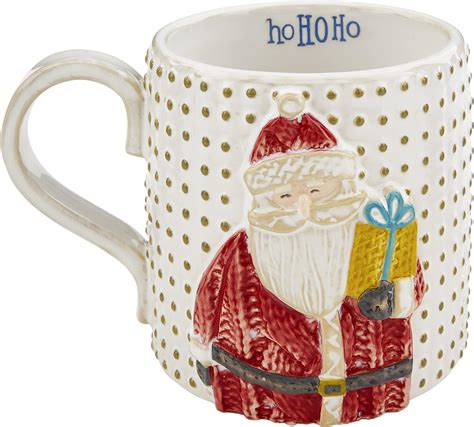 Amazon.com: Mud Pie White Christmas Mug, Santa, 12 oz : Home & Kitchen