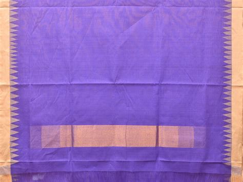 Lavender Khadi Cotton Handloom Plain Saree with Temple Border Design k ...