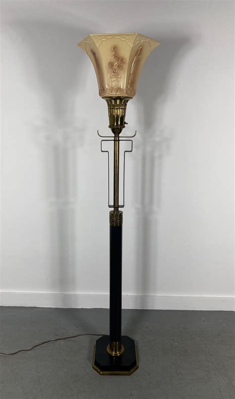 Asian Modernist Torchere / Floor Lamp, Attributed to James Mont, 1940s ...