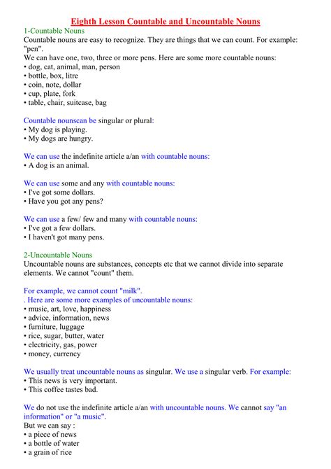 درس Countable and Uncountable Nouns للسنة الثالثة إعدادي - Page 2 of 2 ...
