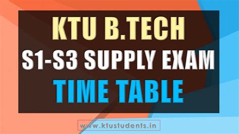 B.Tech S1-S3 Supplementary Examinations Detailed TimeTable July 2017 ...