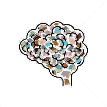 Books inside brain. Book in brains. Vector illustration ~ Clip Art ...