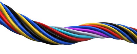 Twisted multicolored plastic cables 3d render (isolated on white and ...