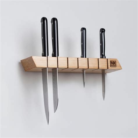 Buy Wooden Knife Holder, Wall-Mounted Kitchen Knife Holder, Natural ...