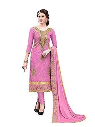Buy Kimisha Women's Chanderi Hand Work Embroidered Unstitched Straight ...