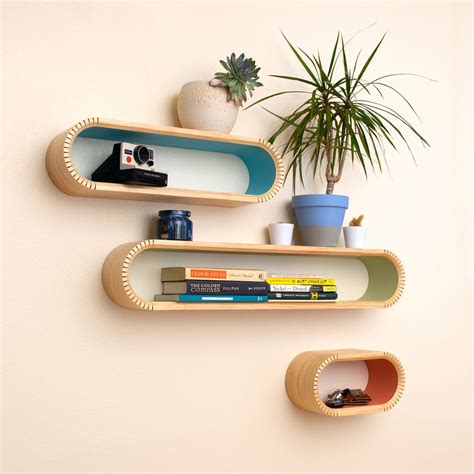Mid Century Modern Floating Shelf: Colorful Bentwood Wall Decor - Etsy ...