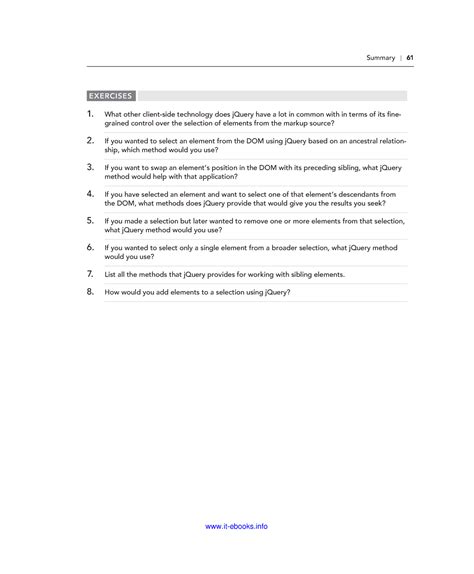 Web Development j Query (10) - Summary 61 EXERCISES 1. What other ...