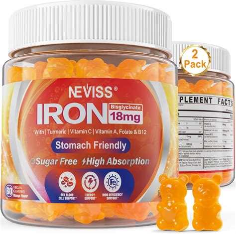 Amazon.com: Vegan Iron Gummies Supplement with Vitamin C, B12, Folate ...