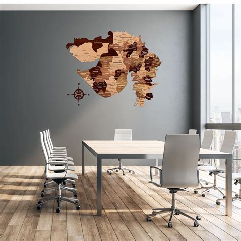 Wooden Texture Gujarat Map |The Map Stores • The Map Store