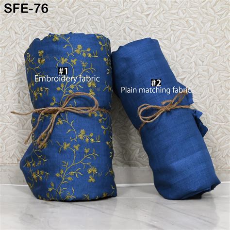 Pure Tussar Silk Embroidered Fabric by the yard Indian Embroidery Raw ...