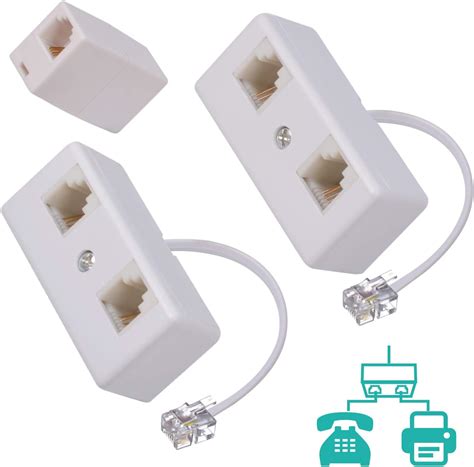 Phone Splitter 1 to 2, Landline Converter, Telephone Wall Jack Adapter ...
