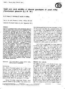 Yield and yield stability of diverse genotypes of pearl millet ...