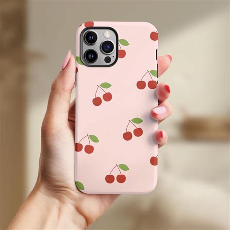 Retro Cute Pink Cherry Phone Case for Magsafe, iPhone 16, 15, 14, 13 ...